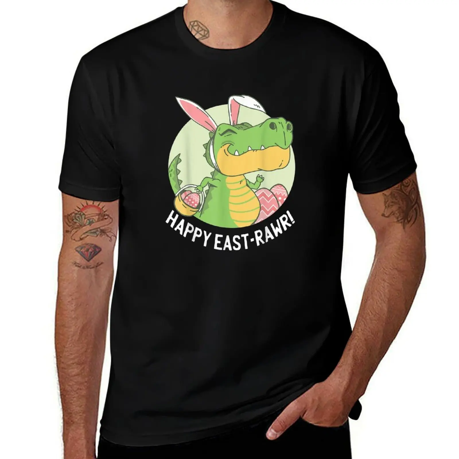 

Happy Eastrawr T Rex Dinosaur Bunny Ears Easter T-Shirt customs design your own tshirts personalised black t-shirts for men