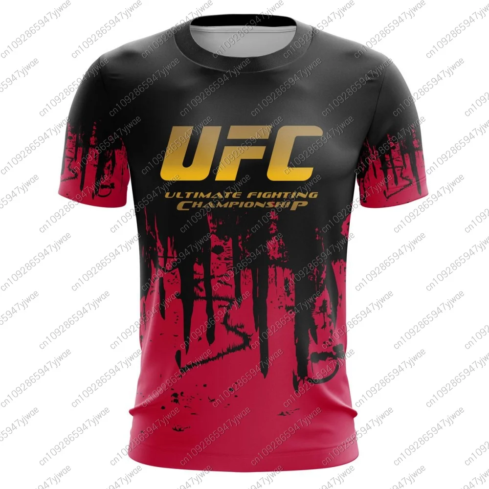 Camisetas UFC para hombre, ropa deportiva de secado rápido, camisetas de manga corta con gradiente, entrenamiento de boxeo al aire libre, ropa para correr, verano 2025