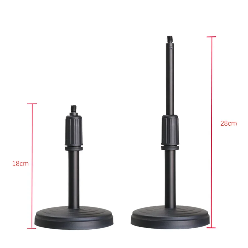 Adjustable Height Desktop Microphone Stand Phone Holder 3/8 Thread Universal Mic Bracket Round Base For Conference Speech Live