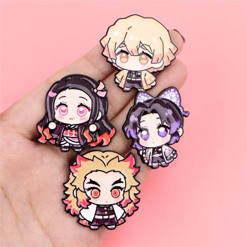 Cute Q Version Kimono Cartoon Character Enamel Pins Anime Figure Lapel Brooch Backpack Hat Clothes Daily Outfit Decor Badges view 2