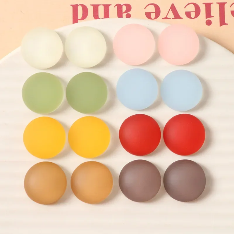 5pcs 18mm matte jelly Flat Back Resin ear base charms DIY Jewelry Craft Accessories colorful round earring findings