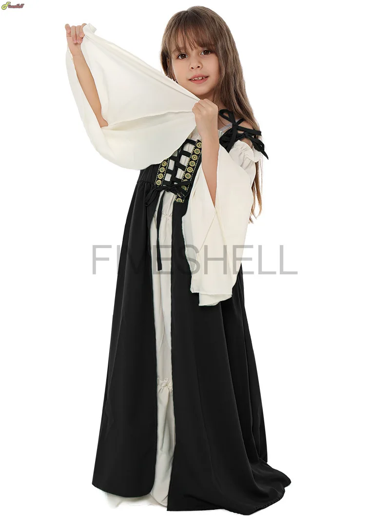 2 Pcs Set Halloween Chirstmas Cosplay Girls Medieval Renaissance Costumes Suit Dress Victorian Princess Steampunk Long Dress