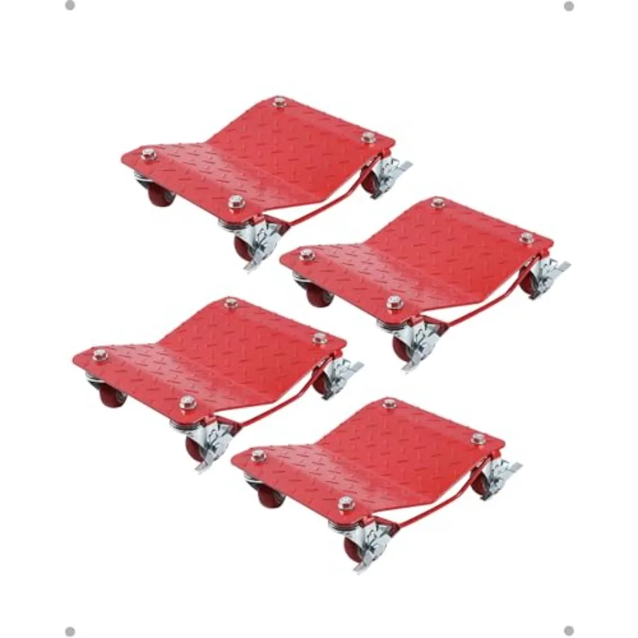 6000 lbs] Tire Wheel Dolly Car Set of 4, Heavy Duty Carbon Steel Car Mover with Antiskid Plate and 360 Degree Rotatable Wheel,