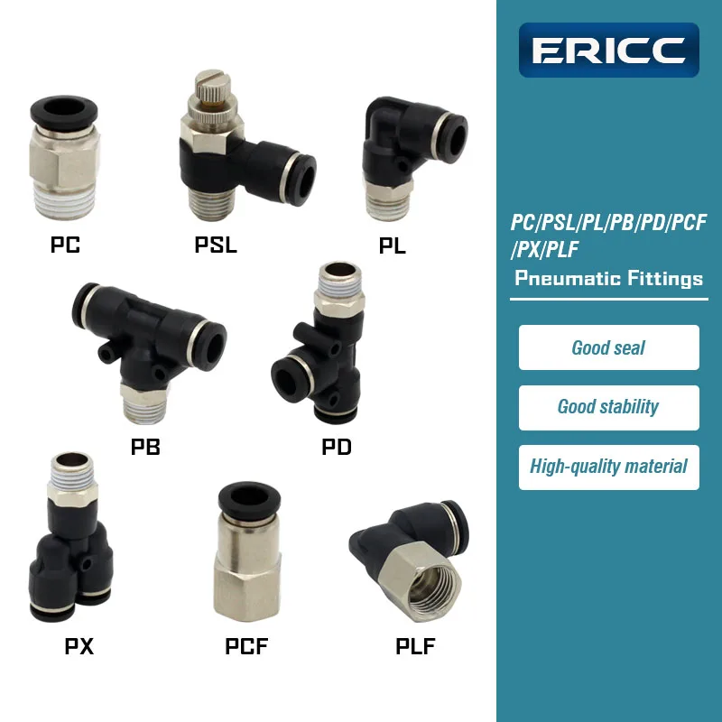 Pneumatic Air Connector Fitting PC PCF PB PD PL PLF PX PSL 4mm 6mm 8/10mm Thread 1/8 1/4 3/8 1/2 Hose Fittings