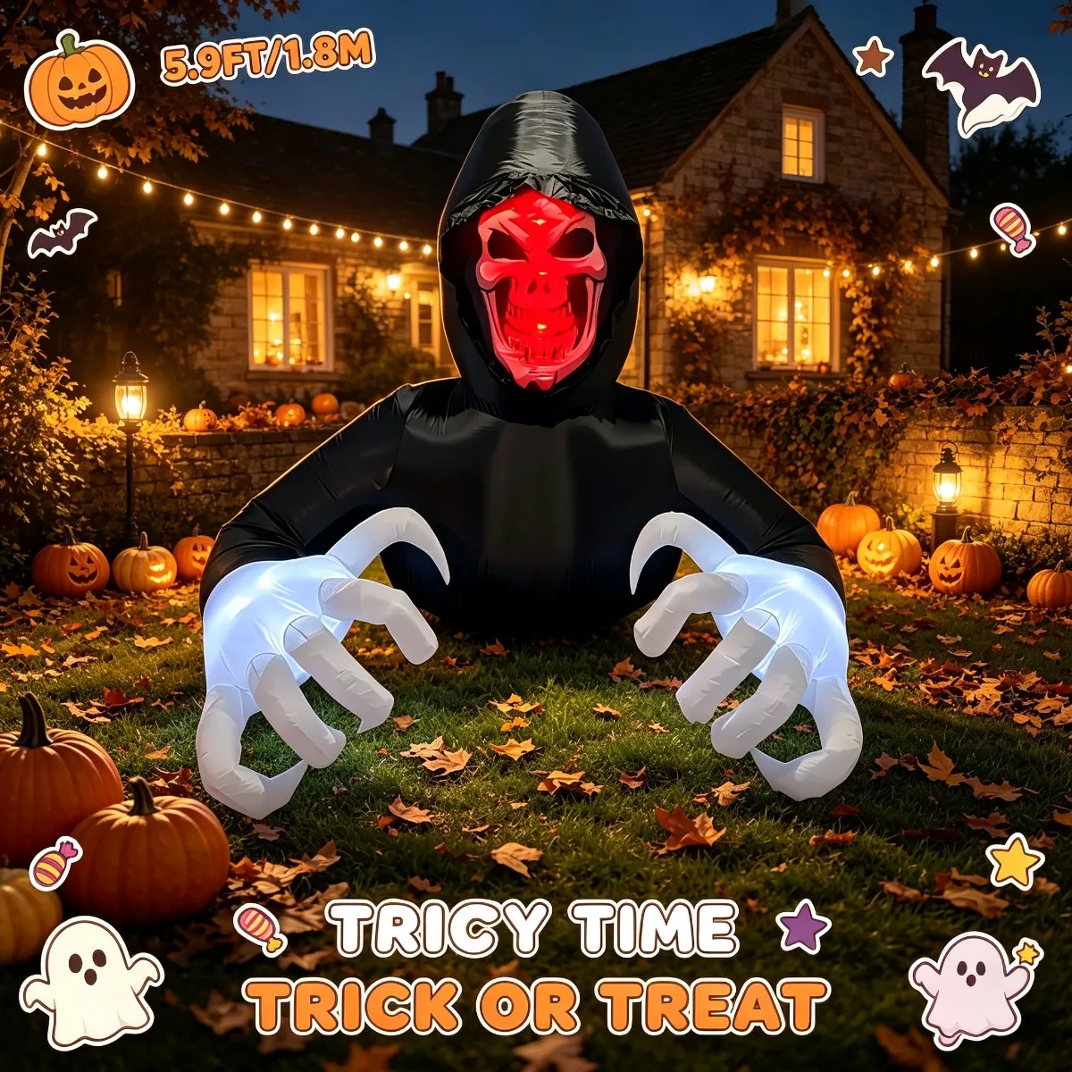 Outdoor Lighting Halloween - Halloween Light Up Groundbreaker Reaper Inflatable
