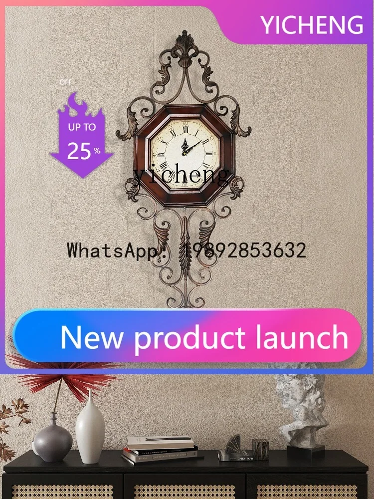 

Настенные часы BB из массива дерева в ретро-американском стиле, креативные часы из кованого железа, бесшумные, для декора гостиной