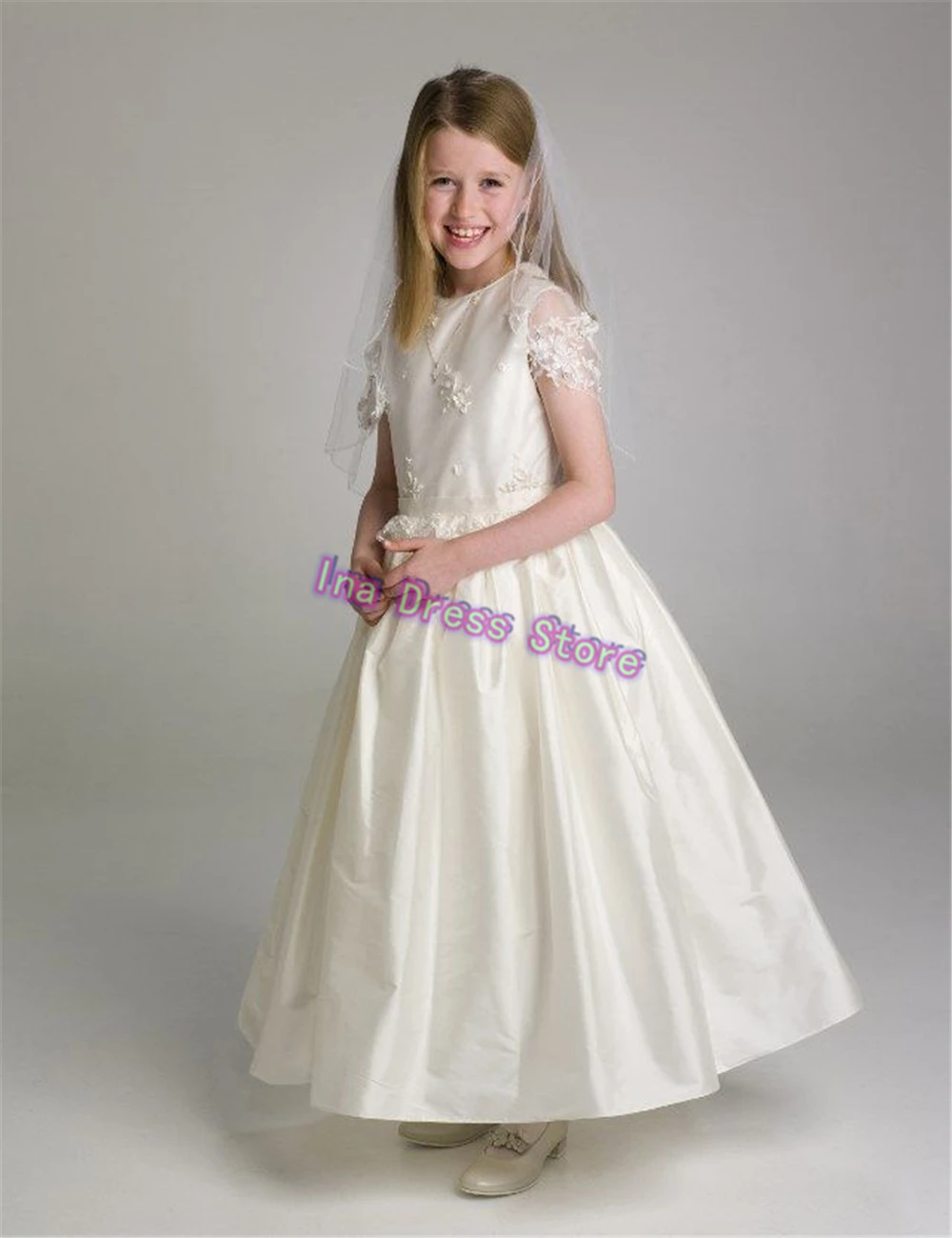 Elegant Ivory First Communion Gown Idyllic Flower Girl Dress Little Princess Beauty Banquet Baptism Pageant Birthday Party Gowns