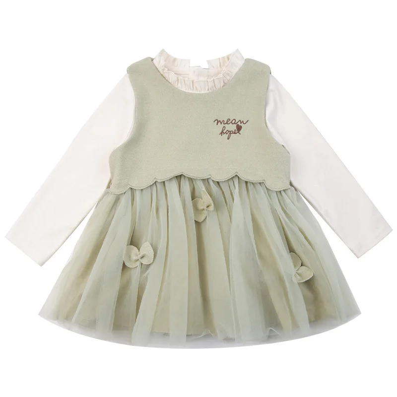 Girls' Mesh Dress Set Spring and Autumn Fashion Little Girl Princess Dress Two-Piece Set for Young Children Spring Outfit