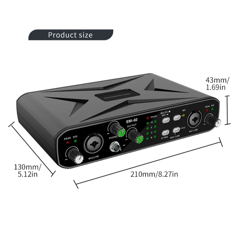 BNVN-고품질 외부 사운드 카드 믹서 USB 컴퓨터 드라이버가 없는 라이브 스트리밍, 기타용 고 샘플링 속도 소형 장치