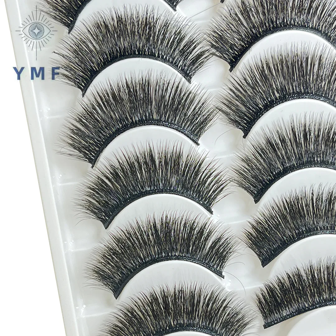 Handmade cílios postiços, Natural Eye Lashes, Cruz confuso denso, maquiagem palco, 5d cílios, atacado, 6 pares