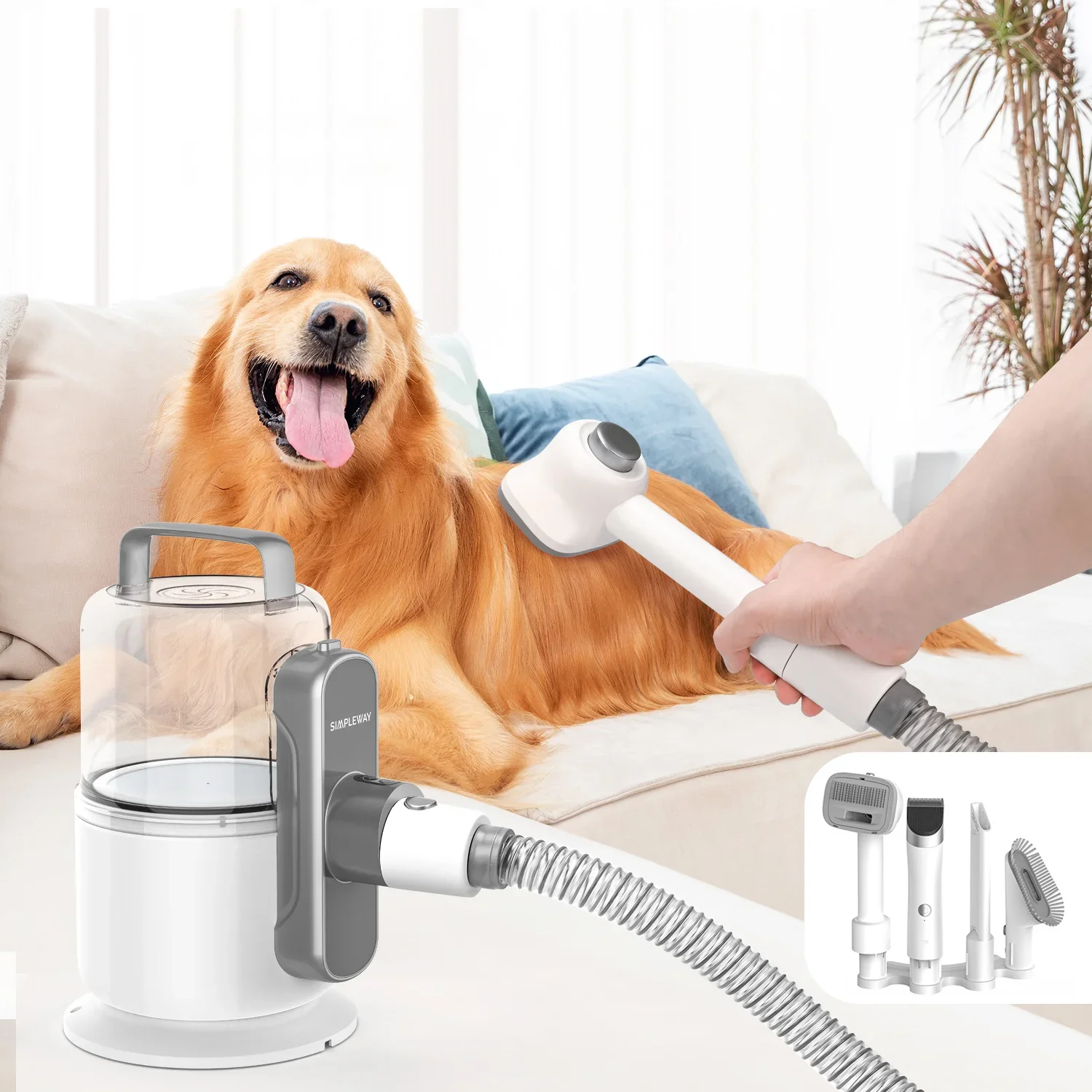 Sustainable Pet Grooming Trimmer Kit Dog and Cat Hair Deshedding Vacuum Cleaner with Brush Feature-Rich Pet Hair Remover