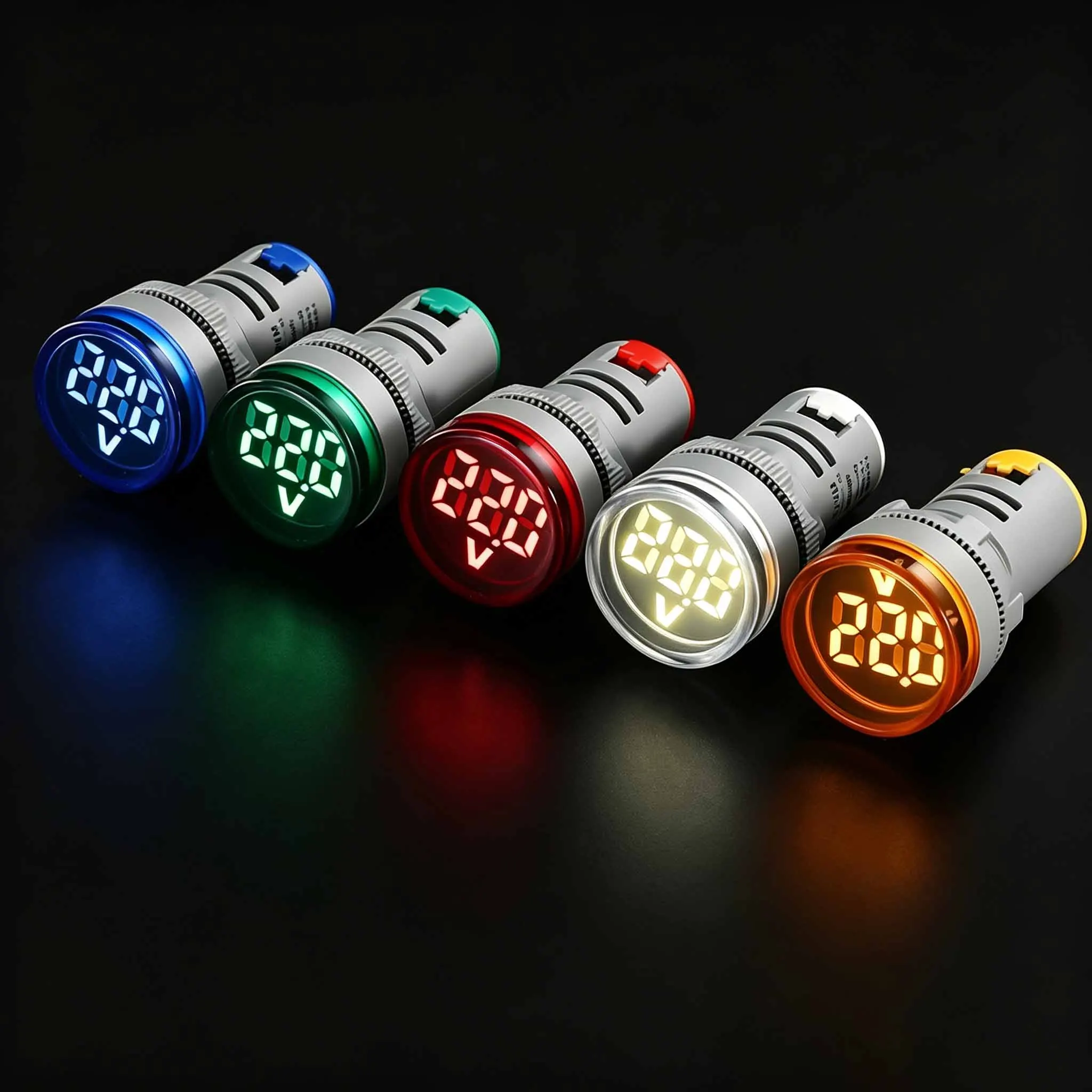 22mm Round LED Digital Voltmeter AC12‑500V Mini Voltage Monitor Indicator Signal Light Panel Mount Voltage Tester Measuring Tool
