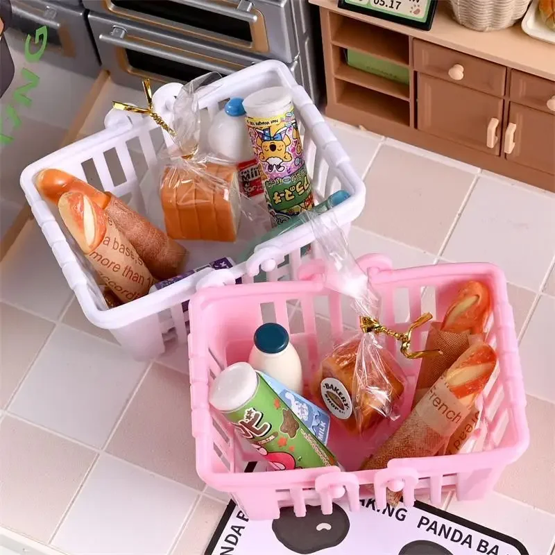 

1 Set Dollhouse Miniature Supermarket Convenience Store Shopping Basket Set Model Micro Landscape Ornaments Kid Pretend Toy Gift