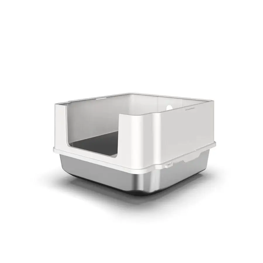 

New Design Easy Clean Semi-enclosed Stainless Steel Cat Box Large Cat Toilet Splash-proof Bedpan with Plastic Scoop