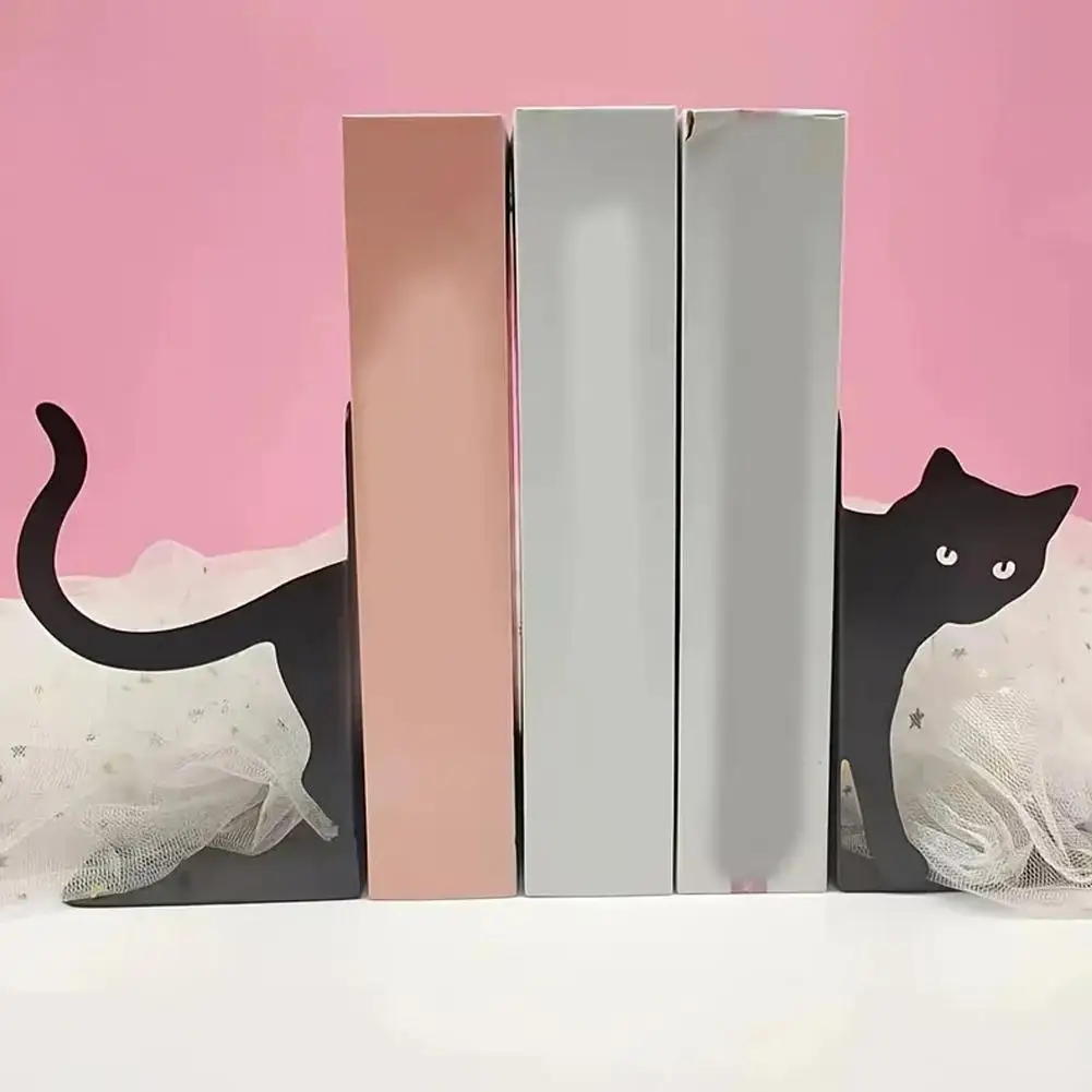 الإبداعية القط Bookend حامل كتب معدني عرض موقف لمكتب رف الكتب مكتب ديكور المنزل التخزين المنظم القرطاسية هدية