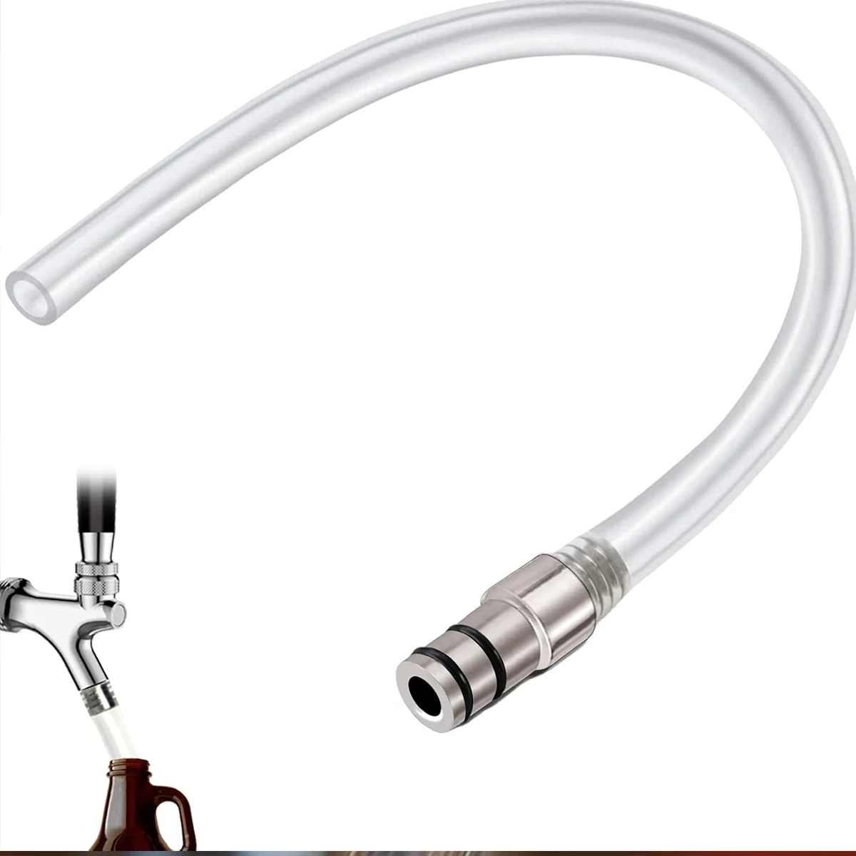 Relleno de cultivo de acero inoxidable 304 con manguera de PVC de 12 pulgadas (30,5 cm) compatible con grifo de cerveza estándar de EE. UU. de calidad alimentaria