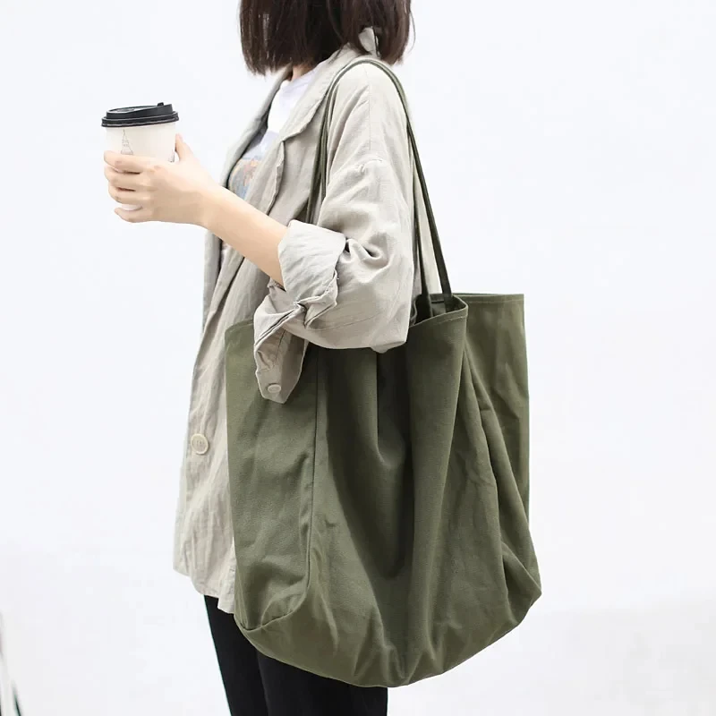 New Women Handbags Casual Reusable Canvas Shoulder Bags Multifunctional Large Capacity Shopping Bag For Women Bolsas Feminina