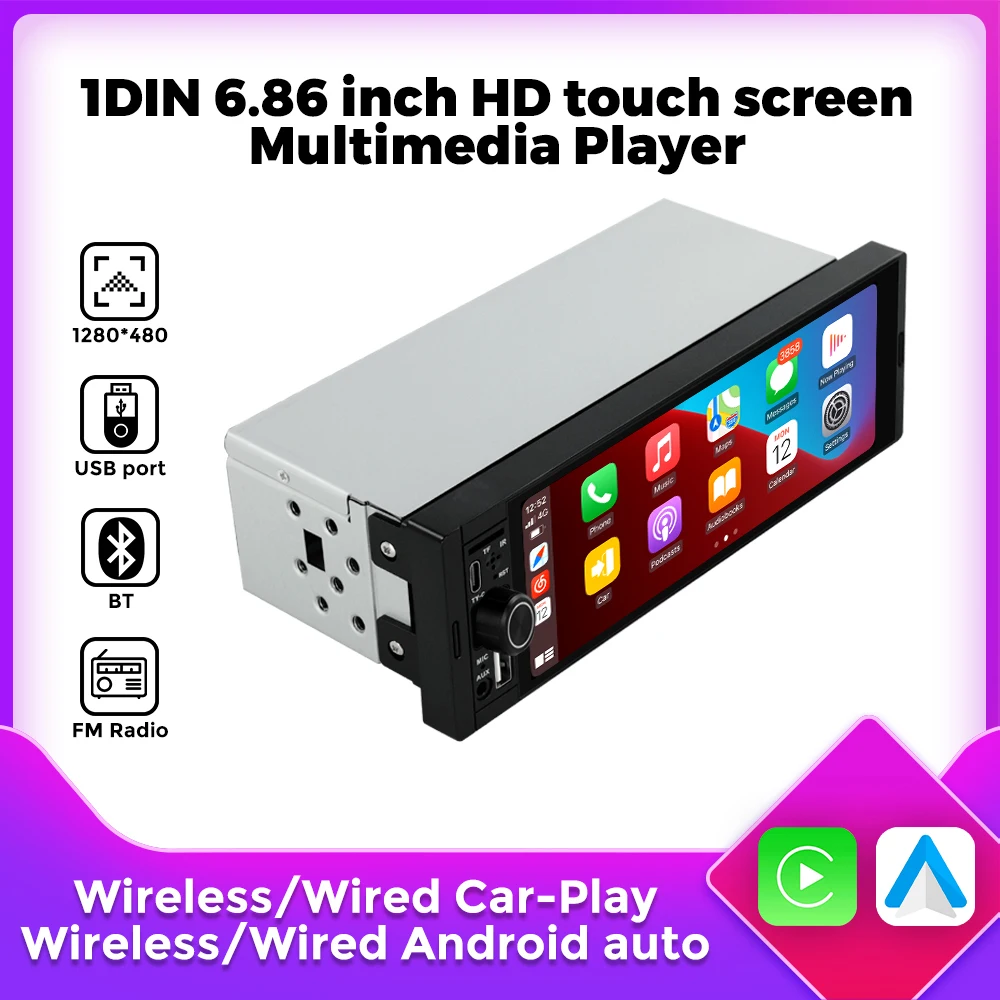 

Wireless Carplay Car Radio Multimedia Video Player Car Stereo Audio HD Touch Screen With Bluetooth Handfree USB Port Autoradio