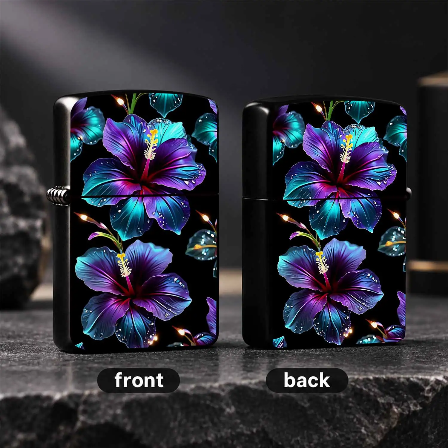 Stylish Hibiscus Pattern Lighter, Neon Gradient Glowing Floral With Dewdrop Design, Portable Exquisite Daily Use Igniter, Ideal For Gifting Personal Collection, Fits All Scenarios, Adds A Unique Dreamy Vibe To Your Dail A Humorous And Inter