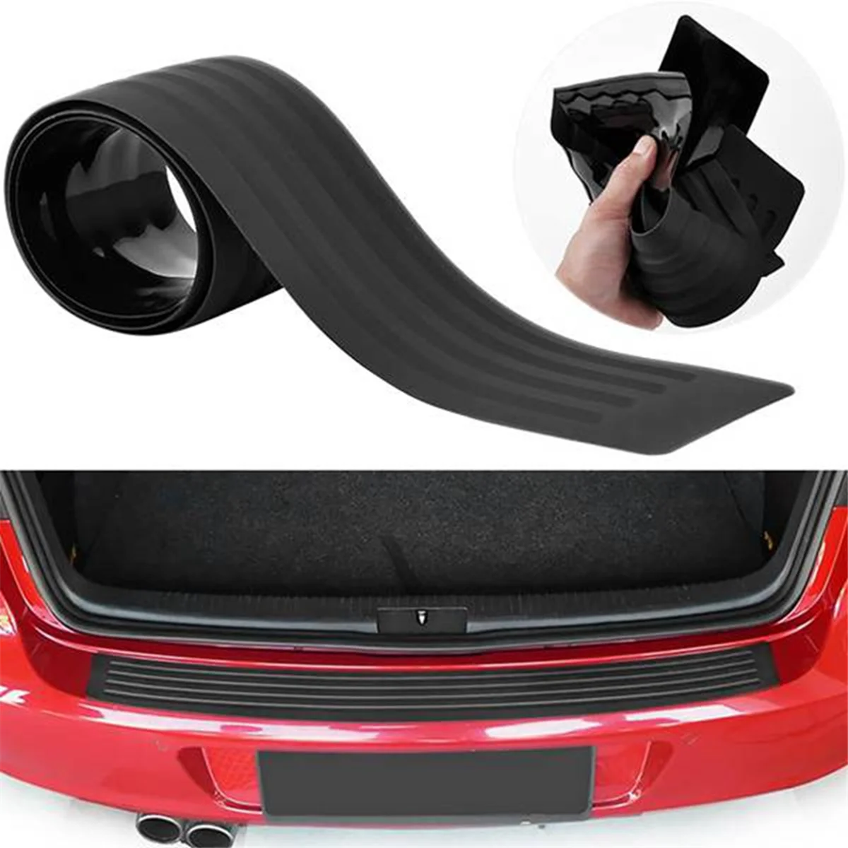 #87N Automotive Parts & Accessories,1Set Car Rubber Rear Guard Bumper Protector Trim Cover (35.8Inch),Black