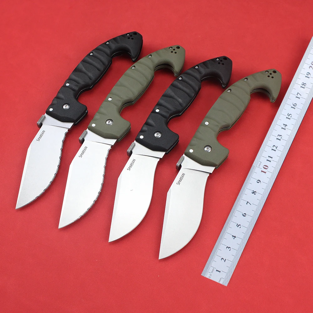 Cold Spartan Tactical Folding Knife AUS10A Steel Survival Military Hunting Multipurpose Knives Large EDC Tanto Pocket Knife Tool