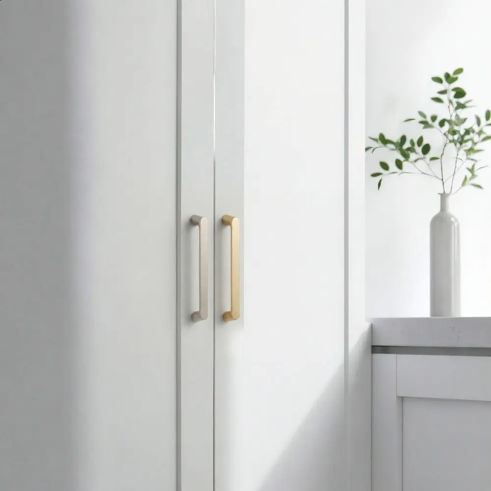 Modern Brushed Nickel Finish Cabinet Handles Aluminum Alloy Luxury Drawer Pulls Modern Style Cabinet Knobs For Kitchen Cupboard