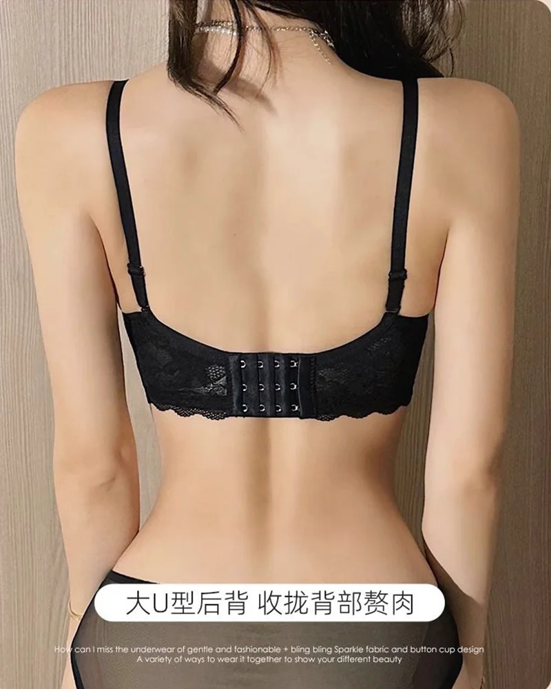 Red Underwear Women\'s Panties and Bra Set Lace Seamless Bras Push Up Sexy Backless Lingerie Women Lenceria Para Mujer Bralette