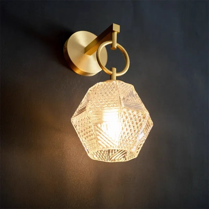 Nordic Glass Wall Lamp Beside Bedroom Bathroom Mirror Light American Style LED Wall Sconces Vintage Edison Lighting Luminaire