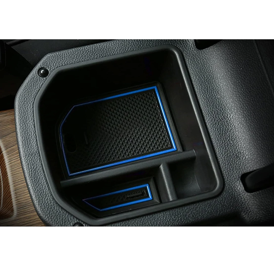 Car Center Armrest Storage Box Organizer Tray Black With Blue Line Fit for VW T-Roc 140TSI X Sport 110TSI Style 2020 New