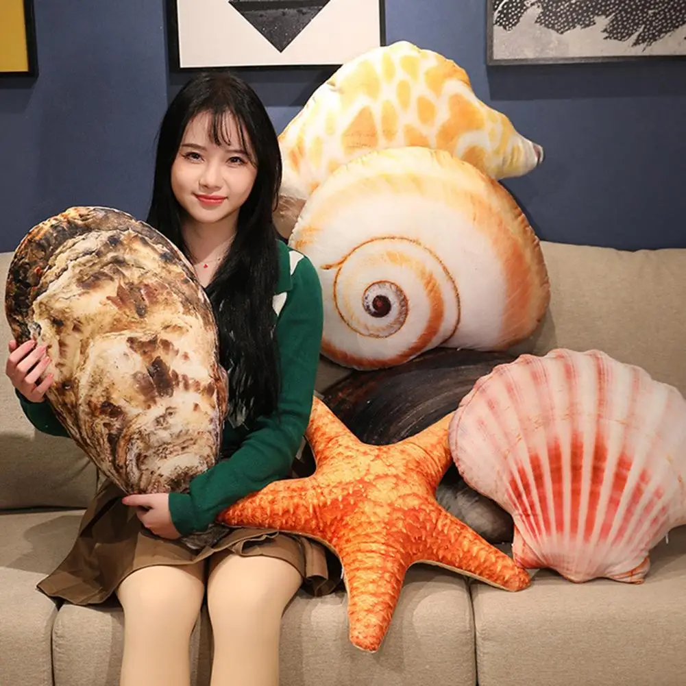 Sea Life Plush Pillow Cute Shell Oysters Mussel Conch Abalone Plushies Sofa Ornament PP Cotton Toy Sleeping Home Decoration