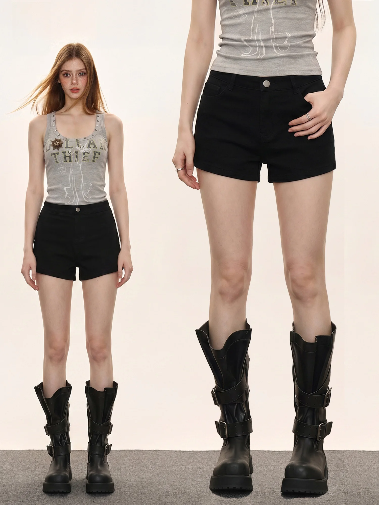 

High Waist American Style Denim Shorts Women Summer Design Slimming Tight A-Line Hot Pants Casual Straight Leg Pocket Pants