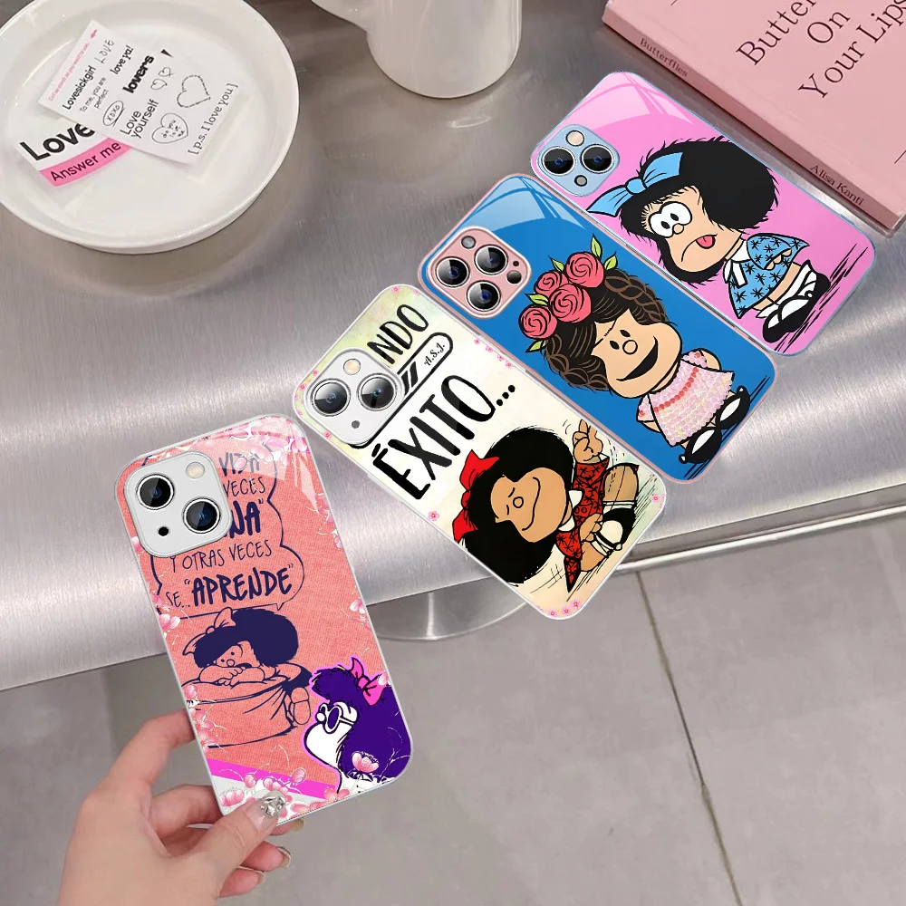 

Anime M-Mafalda Phone Case Tempered Glass For Iphone 14 13 12 11 Pro Mini XS MAX 14Plus X XS XR Cover