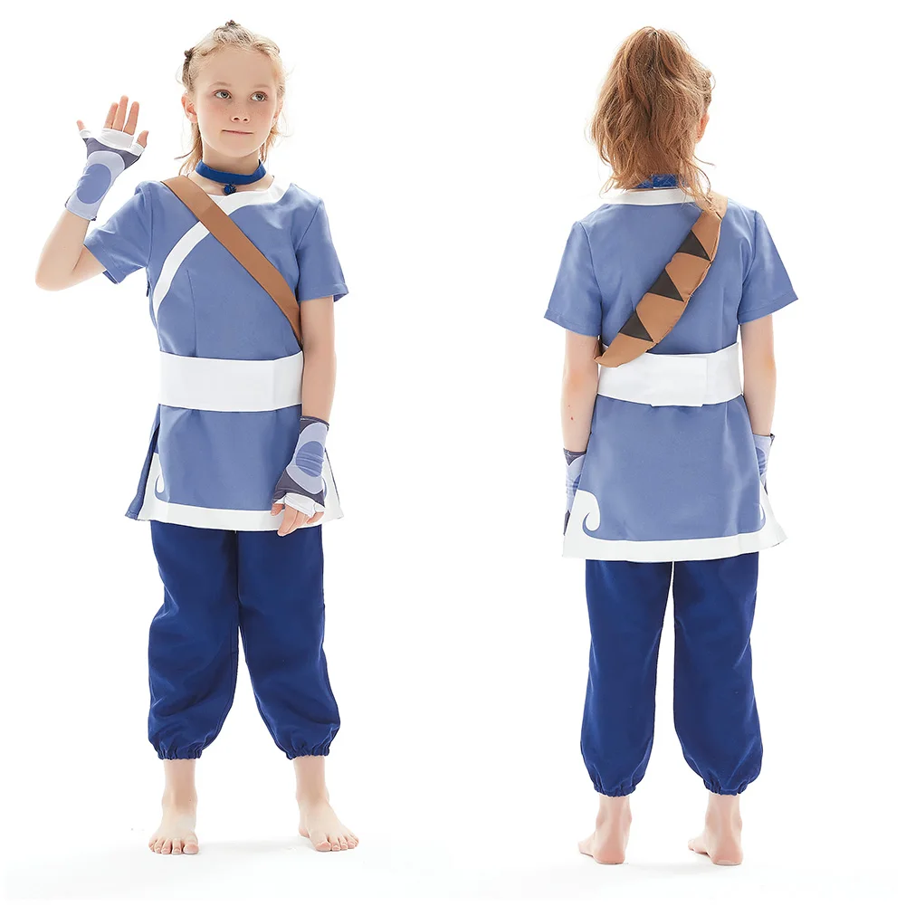 Anime Avatar Katara Cosplay Costumes pour enfants, olympiques de carnaval d'Halloween, costume de fête, vêtements de performance pour enfants