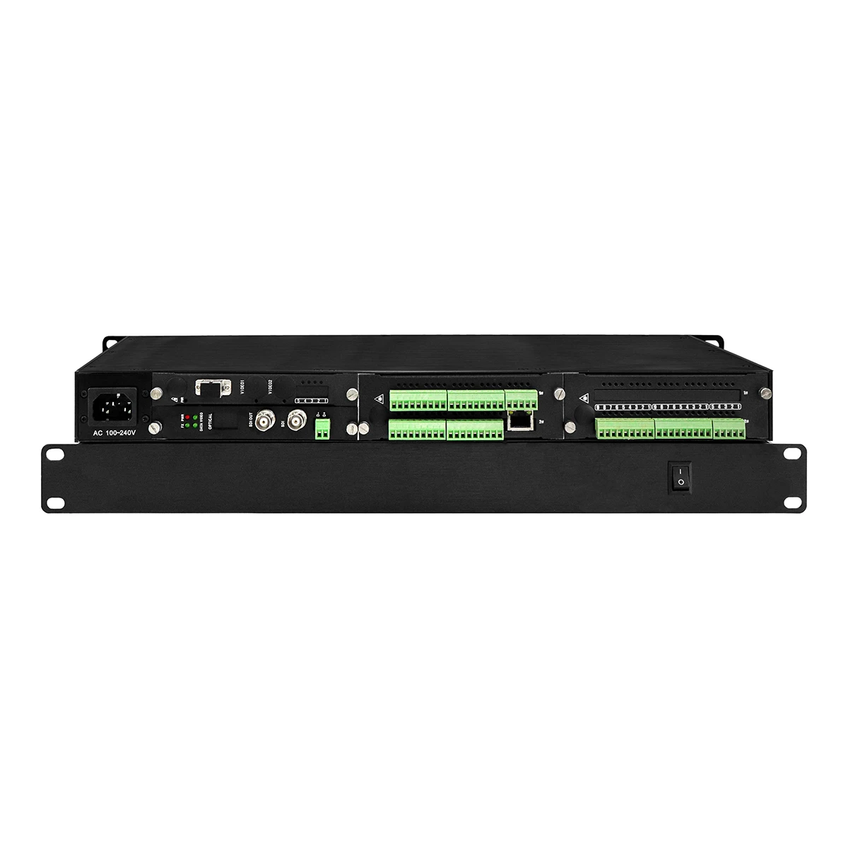 1U Rack 3G-SDI Video 6ch Bidirectional RS485 Rs422 Contact Closure Ethernet Over Fiber Optic Converter