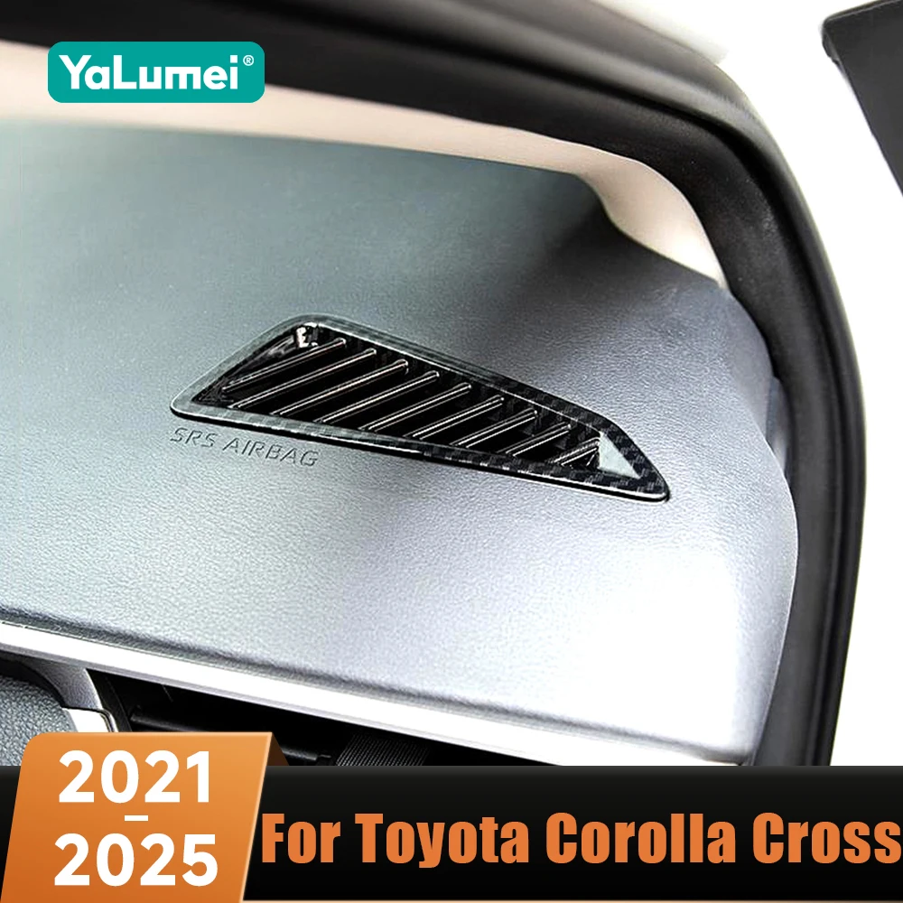 Carbon Faser Auto Front Dashboard Oberen Air AC Vent Abdeckung Trim 2PCS Für Toyota Corolla Kreuz XG10 2021 2022 2023 2024 2025 Hybrid
