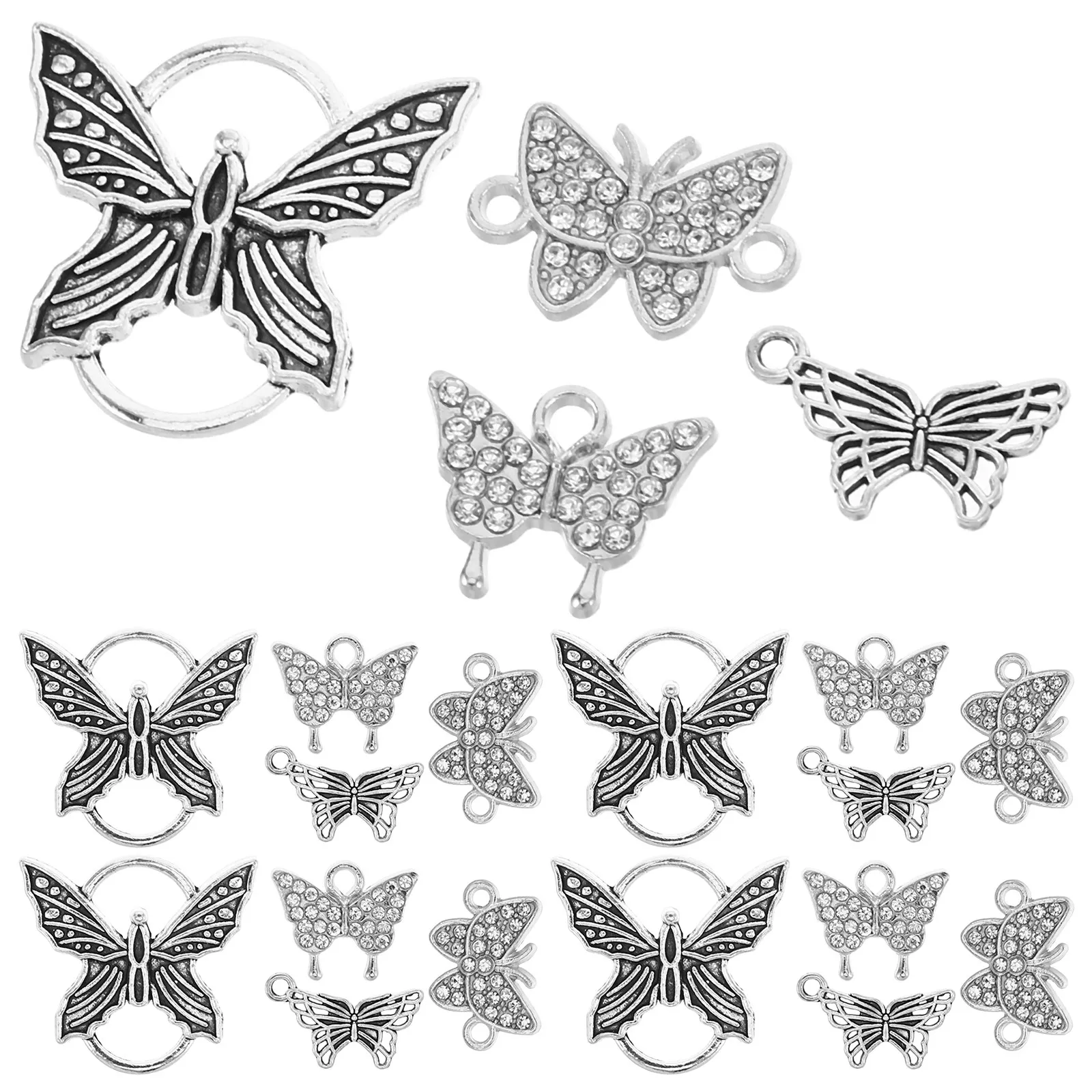 

24Pcs Butterfly Pendants Alloy Charms Hanging Connector Dangle Charms for Jewelry Making Findings DIY Crafts Bracelets Necklaces