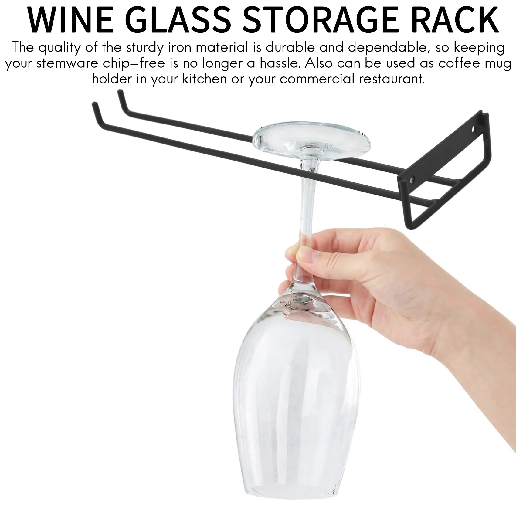 ABKJ-5 Pcs Stemware Wine Glass Storage Rack,Wall Mountable Kitchen Storage Rack ,Black,11 Inch / 30Cm