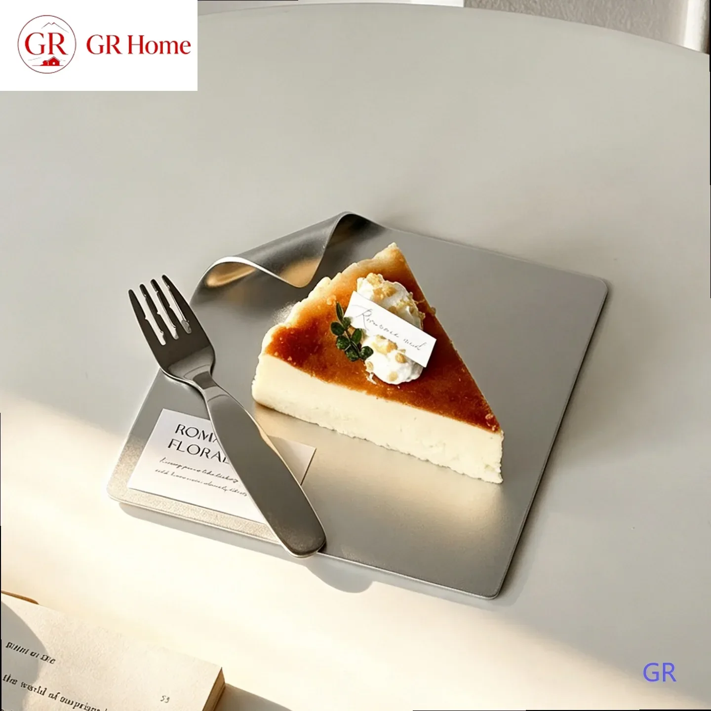 Retro Dessert Plate Tiramisu Snack Tray High Aesthetic Bread Display Platter