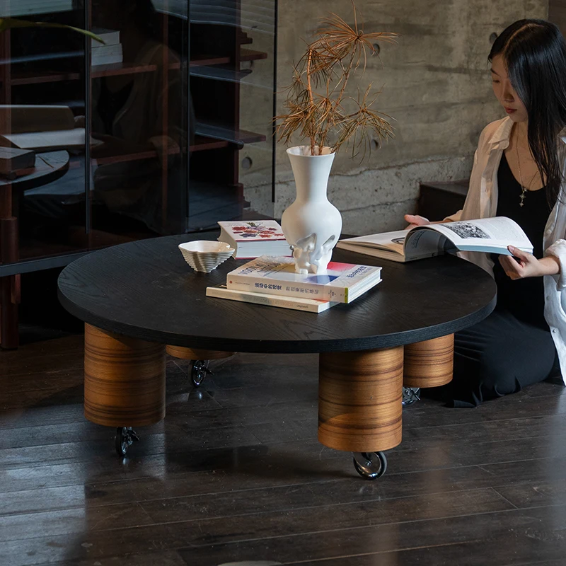

Antique movable round solid wood living room home high-end table new minimalist coffee table