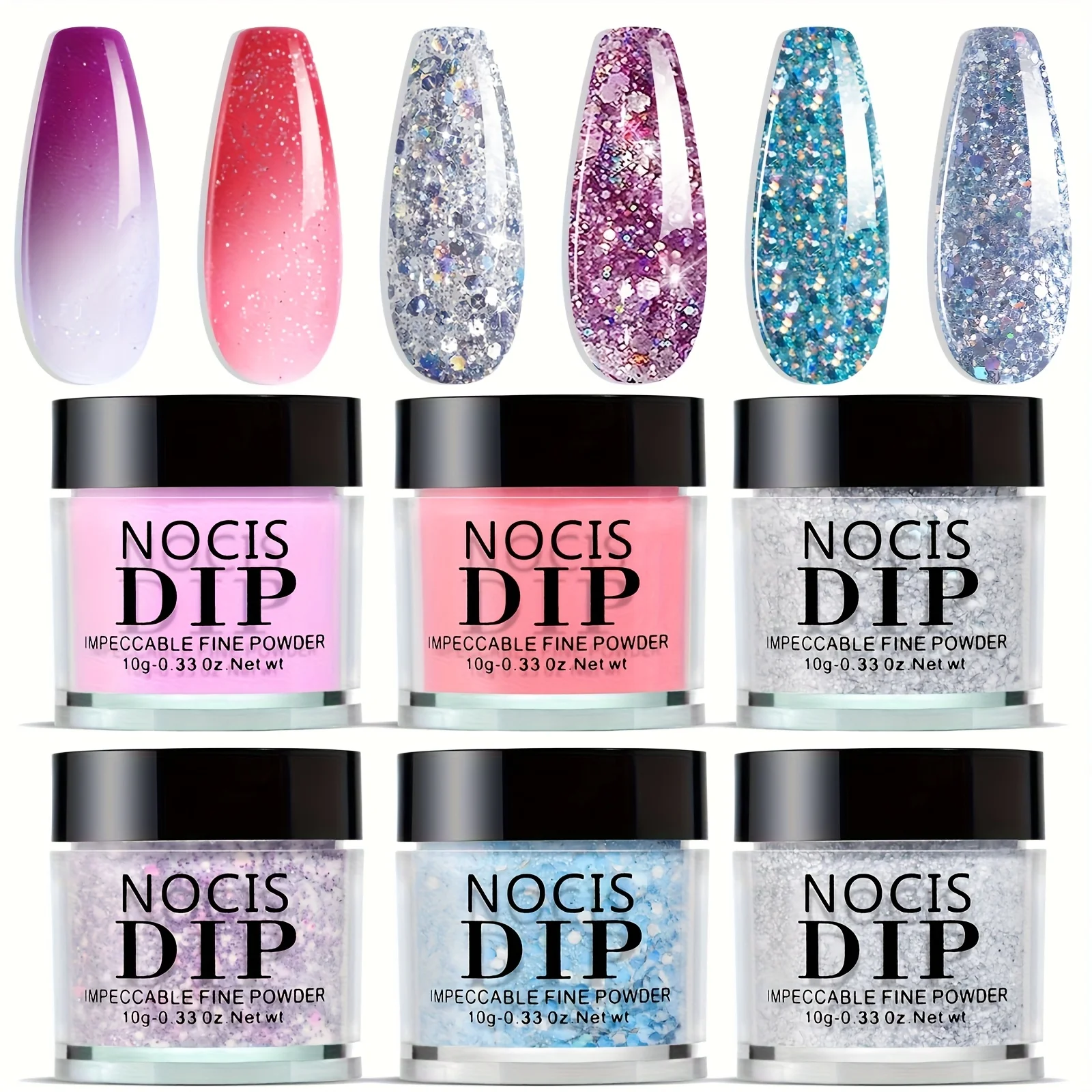Color Changing Dip Powder Nail Kit Starter Fall Winter Glitter Pink Blue Purple Orange Mood Temperature Change Dipping Powder