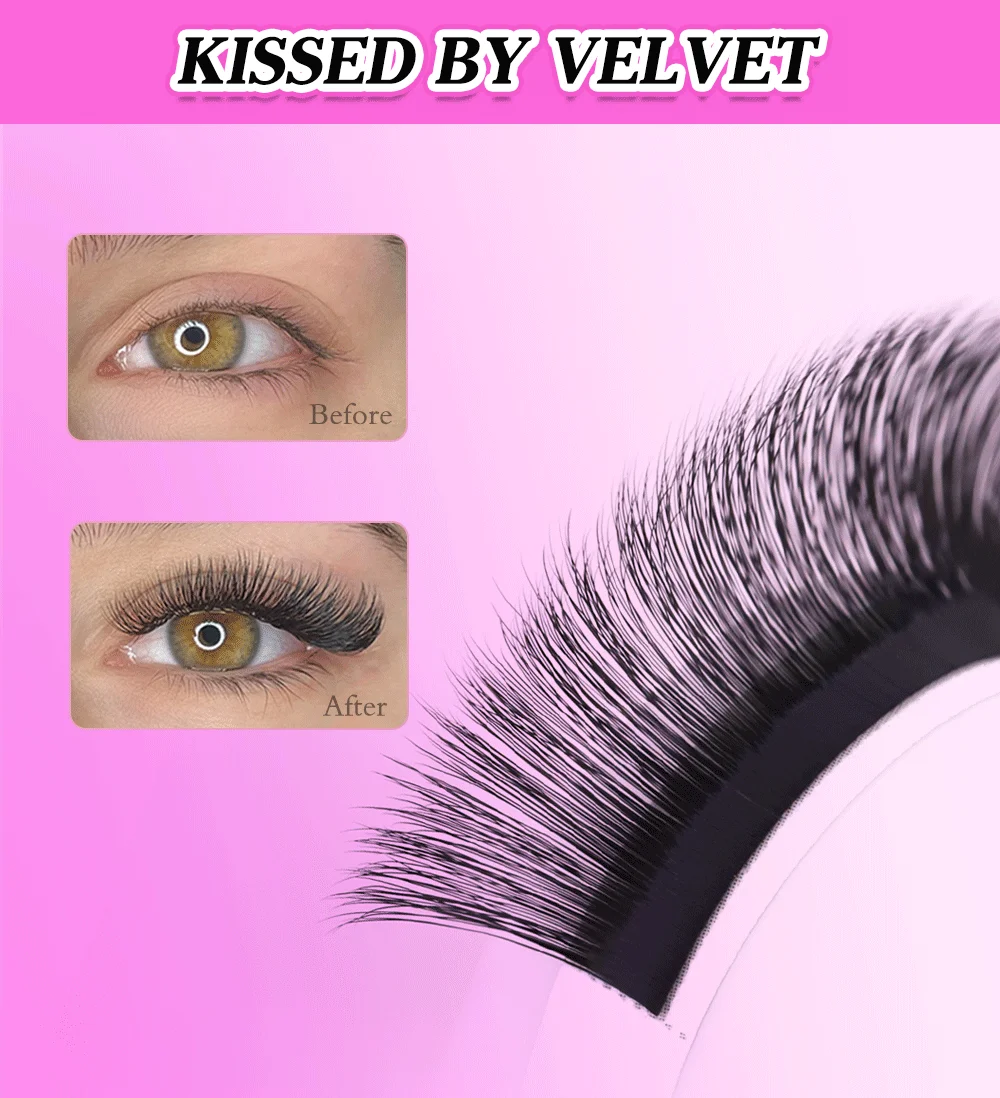 AGUUD 20 Reihen Luxus Baby-Kaschmir Volumen-Wimpernverlängerungen, weiche, leicht fächerbare Wimpern mit separater Basis, klassische Wimpern XL Tray – Detail 10