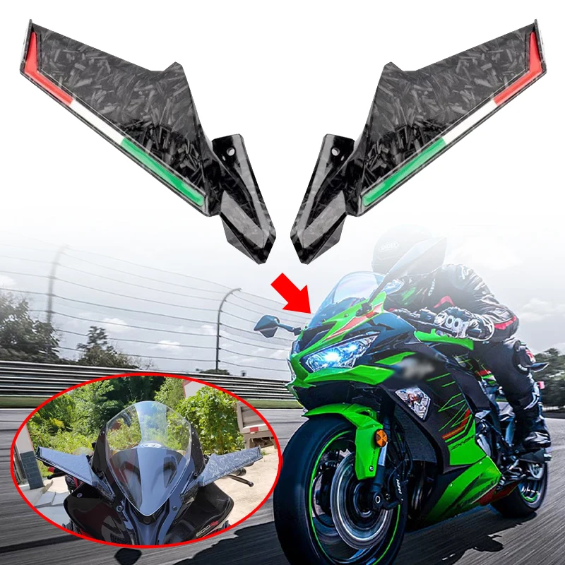 

Fiber Look Side Mirror Motorcycle Accessories Wing Rearview Mirrors Fit For Kawasaki Ninja 400 650 250 300 ZX-4R ZX-10R ZX-6R