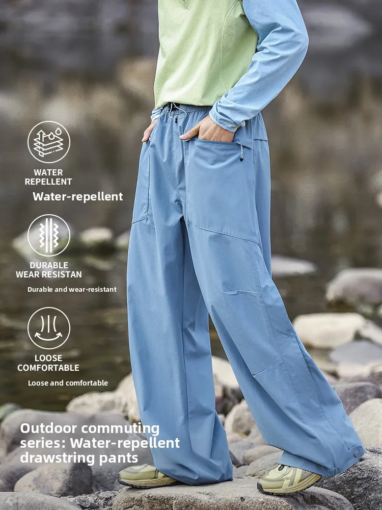 

Outdoor Men's Casual Pants Waterproof Quick Dry Loose Straight Leg Multi Pockets Workwear Long Trousers Fashionable Brand