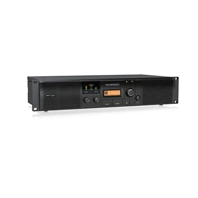 

Behringers NX3000D Class D Speaker Power Amplifier With DSP Control Speaker Impedance Compensation Amplifier