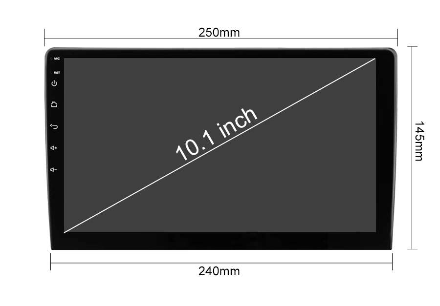10.1” Car Multimedia One Din 2K 2000x1200 Screen Universal Car Stereo GPS CarPlay Player (not with frame,only Radio Screen)