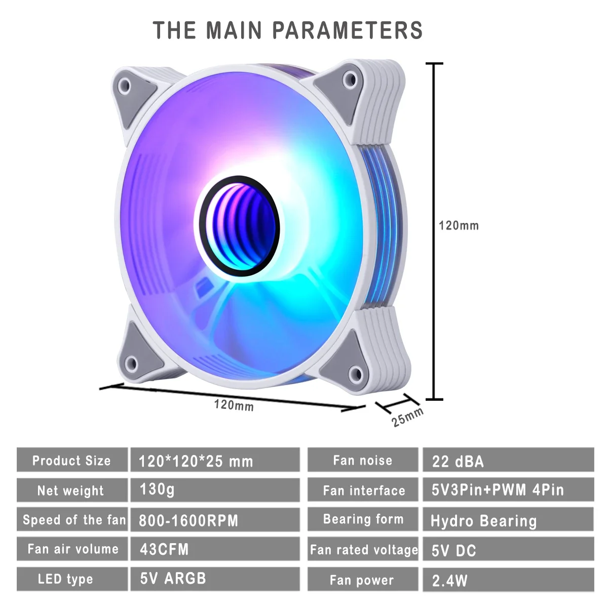 PC Fans 120mm Rgb Ar12pro Branco Case Coolers Argb Fan 5v3pin Aura Sync IWONGOU PC Gaming Case Ventoinha Computer Cooling Fan