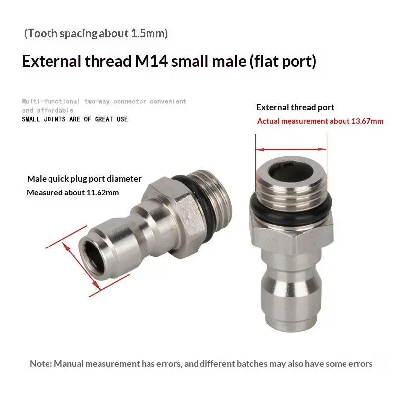 M14 X 1.5 Quick Connector Male Female Set Rust Resistant Leak Free Fit for High Pressure Pneumatic Hydraulic Systems