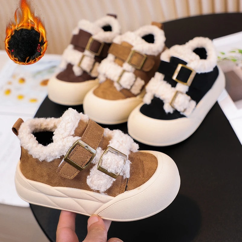 

Boots 2025 Winter New Children Shoes Girls Korean Style Girl Cotton Shoes Warm Anti-kick Furry Kids Snow Boots Botas De Niña