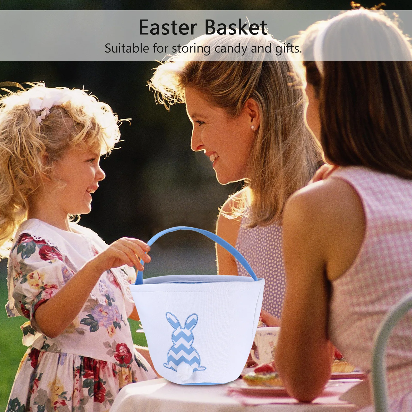 

1pc Rabbit Candy Basket Cotton Tail Storage Pouch For Easter Party Kids Festival Decoration Handheld Canvas Bag Easter Basket