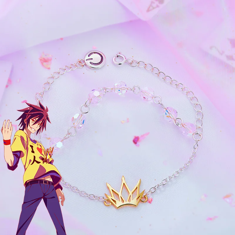 No Game No Life Sora Shiro Anime Bracelet Sterling Silver 925 Chess Manga Role Action Figure Gift